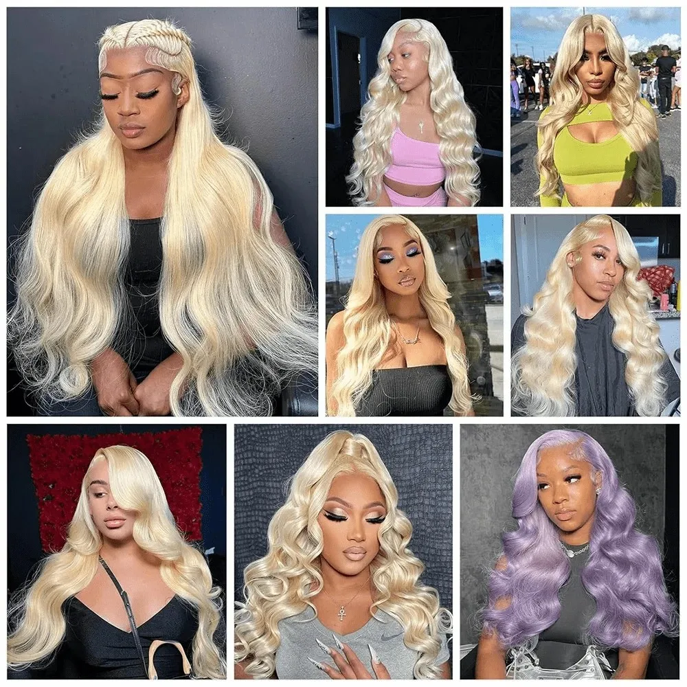 36 Zoll 613 13x6 Lace Front Perücke Echthaar Körperwelle Blonde Perücke Echthaar 613 HD Transparente blonde Lace Front Perücken vorgezupft