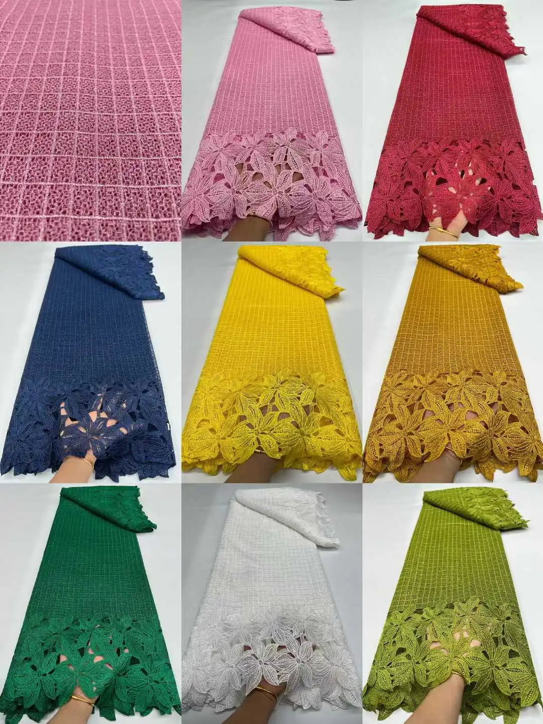 الحليب الأفريقي الحرير الحبل الدانتيل النسيج شمسيّة دانتيل عالية الجودة للذوبان في الماء النيجيري جبر الحبل الأربطة لفساتين حفلات الزفاف 1922 #4