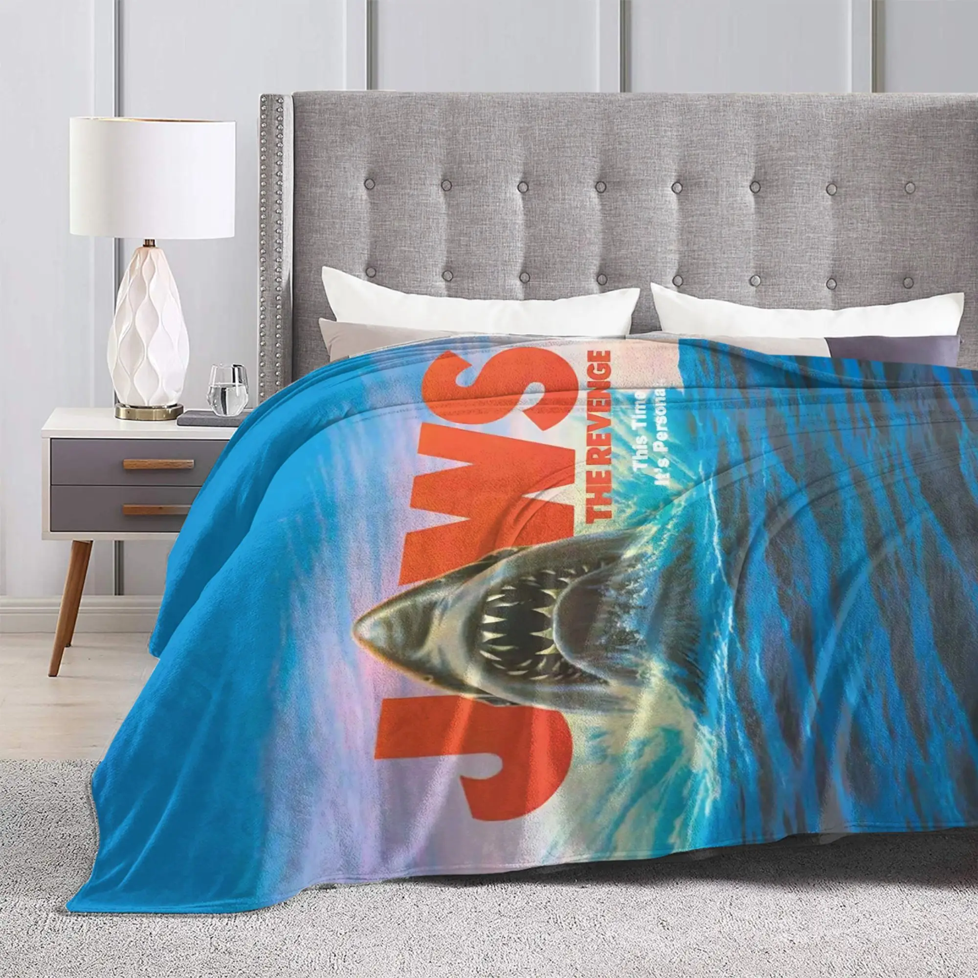 Jaws Shark Wool Blankets Horror Movie Custom Throw Blankets for  Sofa Bedding Lounge 200x150cm Plush Thin Quilt