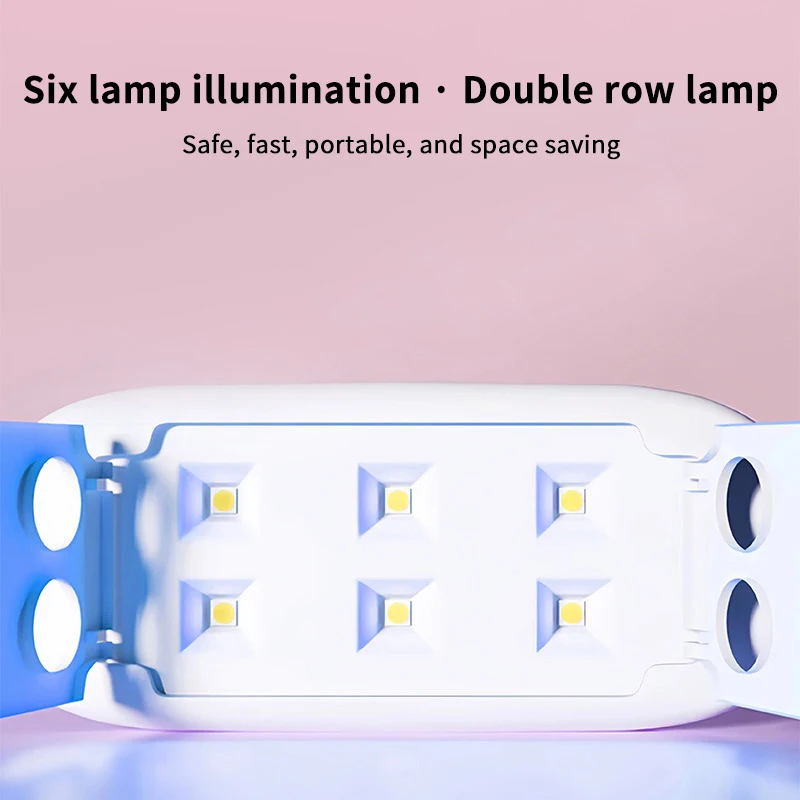 Mini UV LED Nail Lamp 6 LED Gel Nail Polish Dryer Convenient USB Interface Folding Design Manicure UV Curing Light 1PC