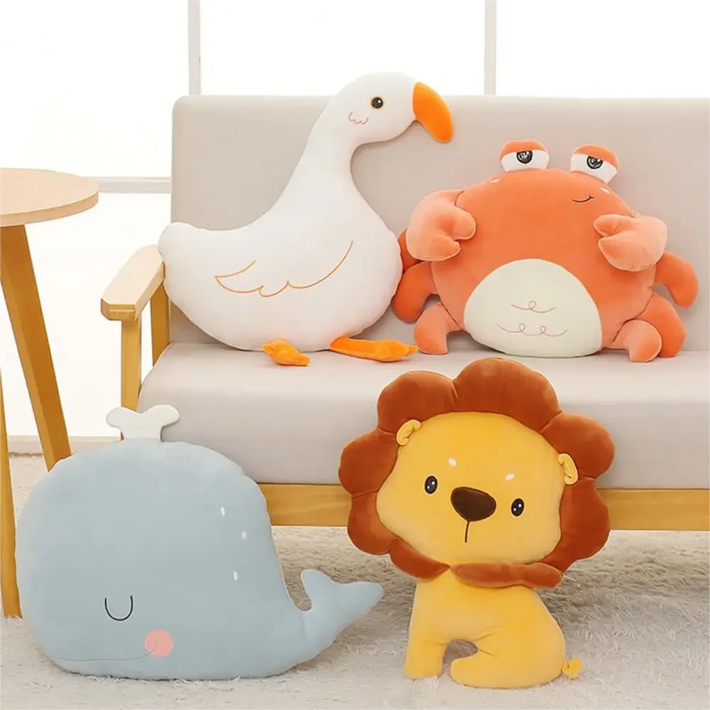 40cm Kawaii Whale Goose Crab Lion Plush Toys Stuffed Animals Doll Soft Sofa Pillow Cushion Baby Kids Children Birthday Gifts