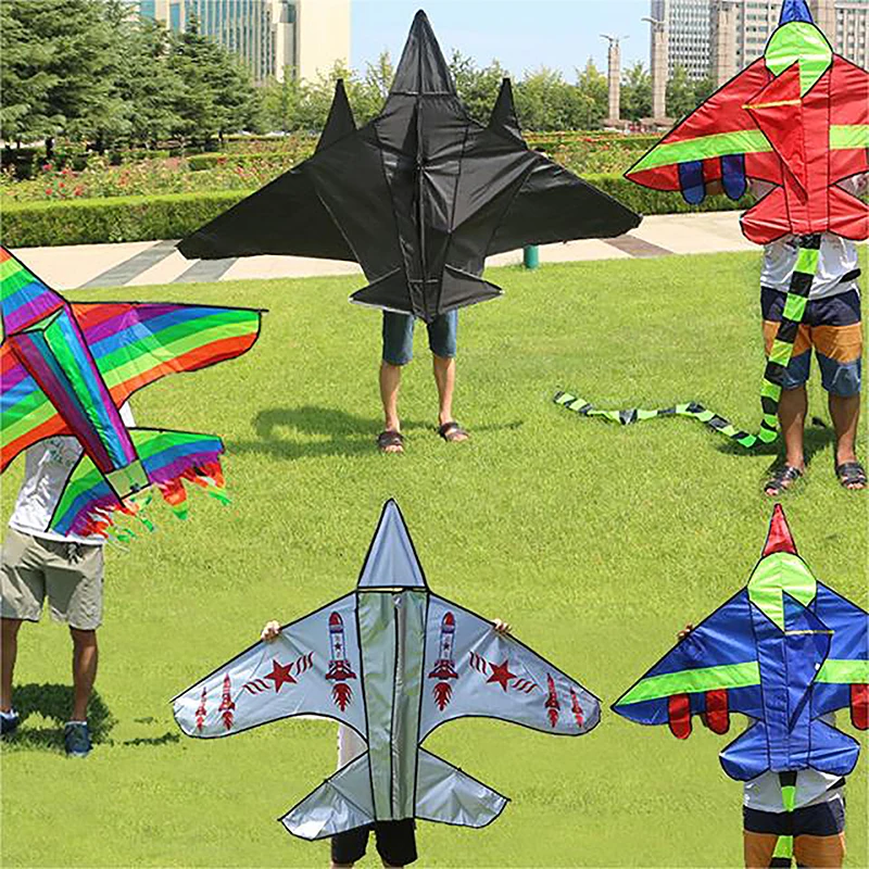 1PC Cartoon Children Kite Blue Red Fighter Rainbow Plane Kite For Kids Adults Large Huge Delta Kite Outdoor Toy  Воздушный Змей