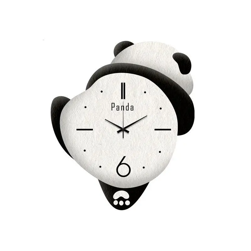 Reloj de pared de Panda lindo, reloj de dibujos animados para dormitorio familiar, decoración para habitación de niños, reloj colgante de pared silencioso sin punzón