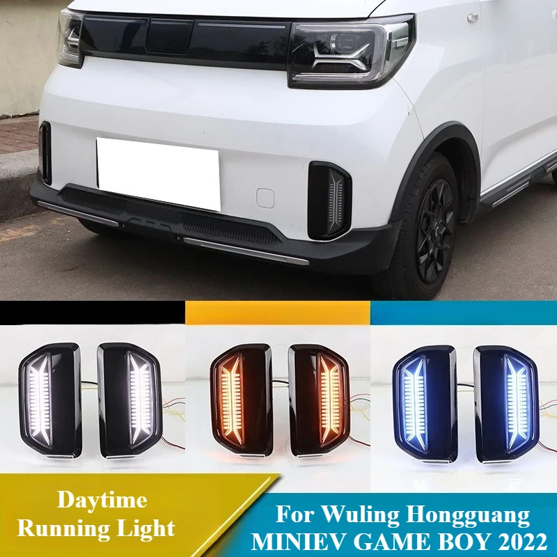 

For Wuling Hongguang MINIEV GAME BOY 2022 Led Daytime Running Light Dynamic Turn Signal DRL Front Bumper Fog Lamp Driving Lights