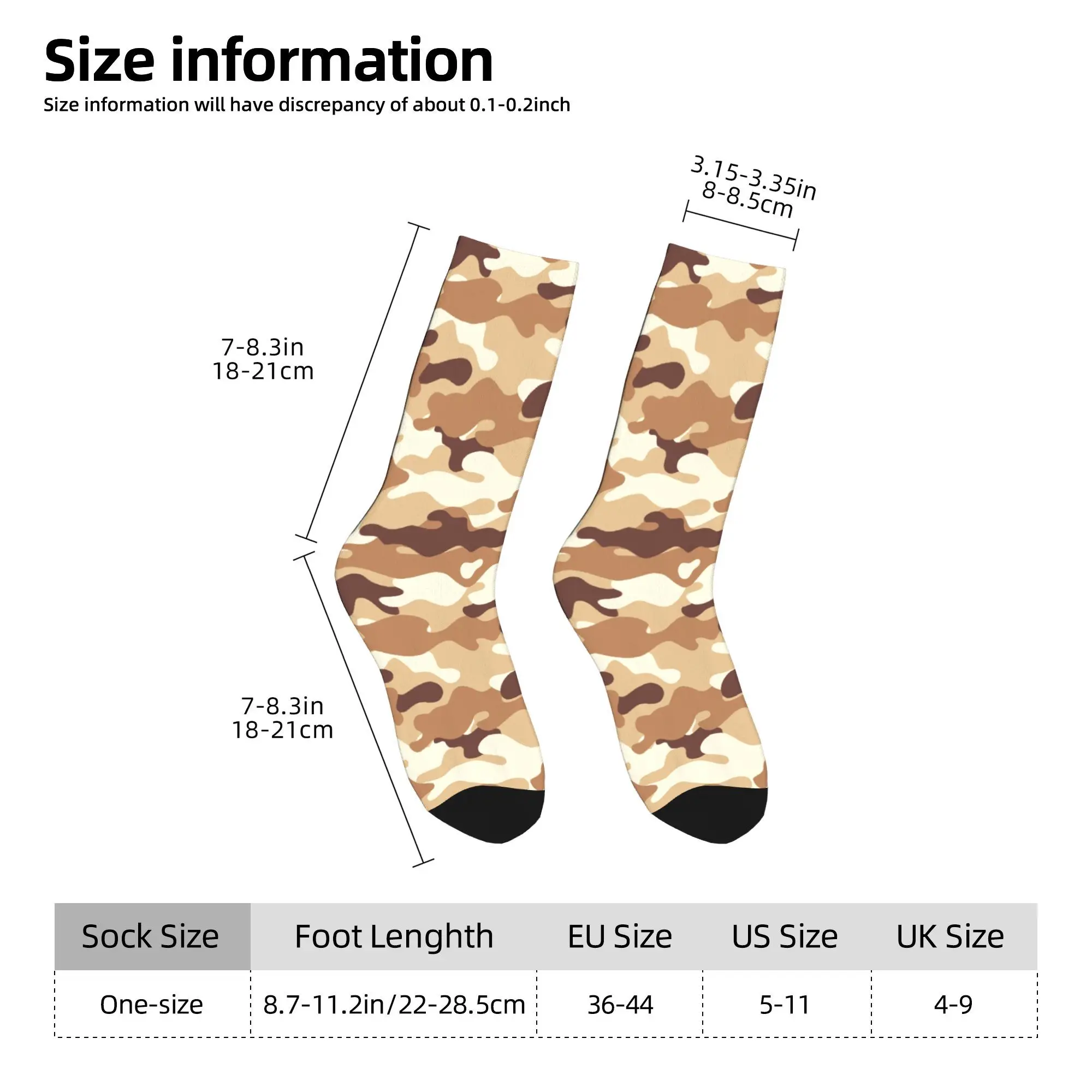 Custom Funny Mens Brown Digital Military Camouflage  Camo Dress Socks Unisex Warm Comfortable 3D Printed  Crew Socks