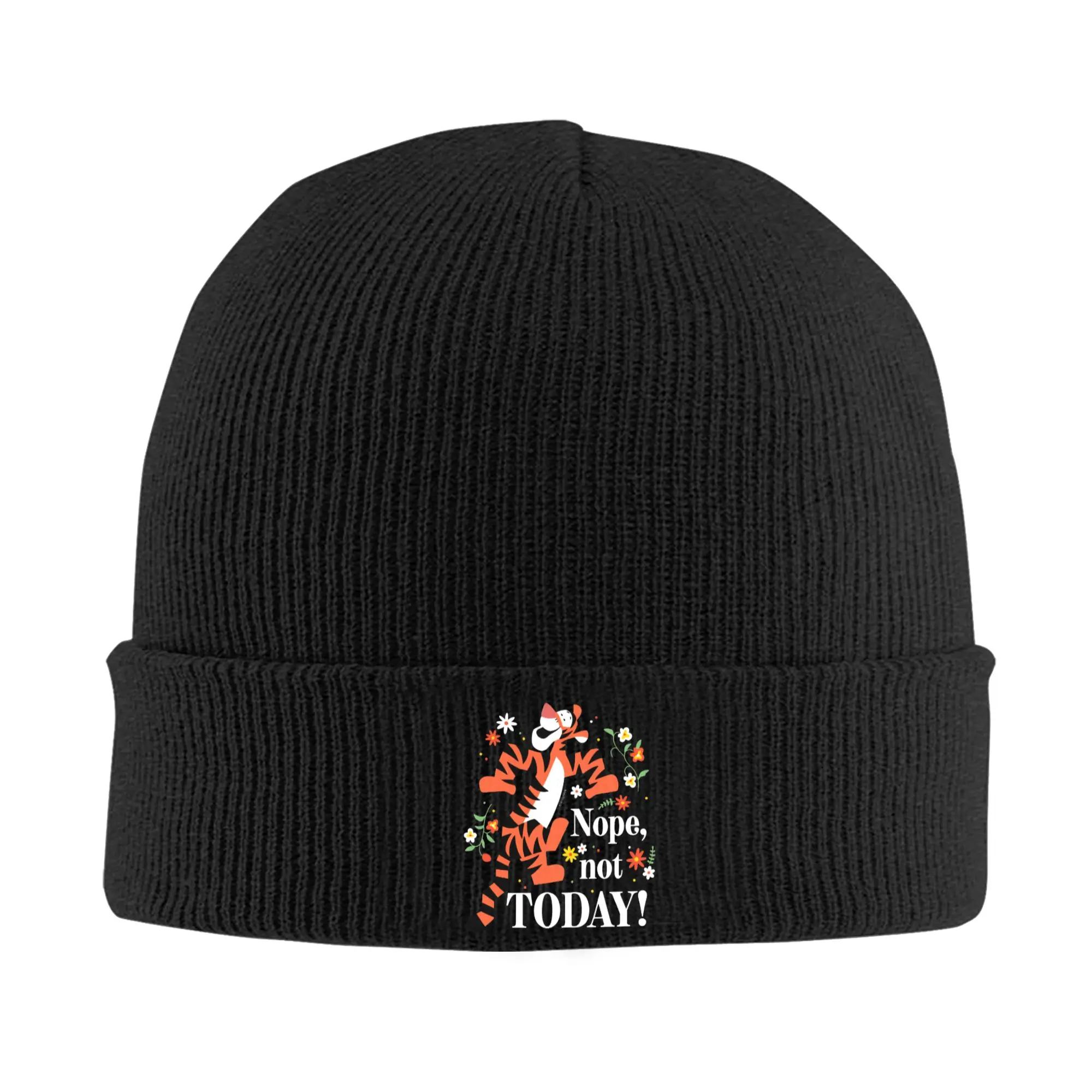 Winnie the Pooh Tigger Nope Not Today Knit Hat  Hip Hop Caps Men Women Unisex Kpop Beanie Hats Spring Design Elastic Bonnet Hats