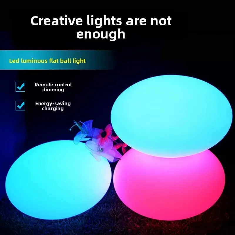 LED luminous light with IP65 protection level, flat spherical floor lamp with remote control dimming, suitable for landscape co