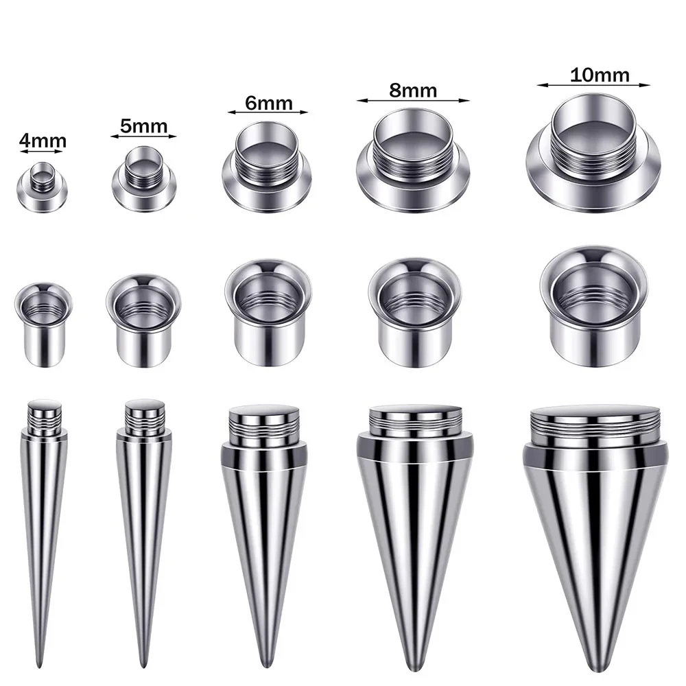 Unisex 2 in 1 Edelstahl Schraube fit austauschbare Kegels topfen Piercing Ohr Tunnel Trage Expander 6g 4g 2g 0g 00g Messgerät