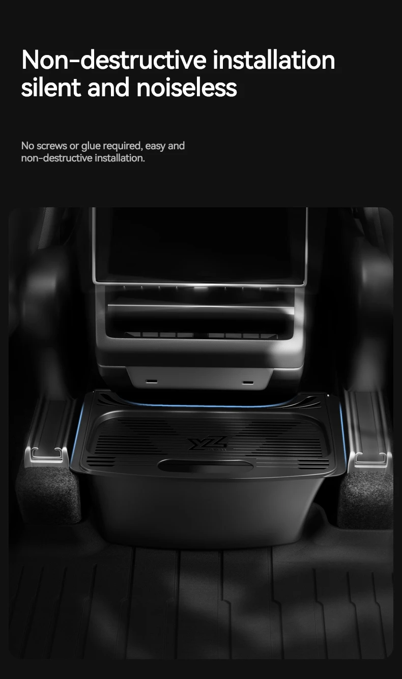 YZ Für Tesla Hinterer Stauraum Box Modell Y YL Juniper TPE Mittelkonsole Sitz-Mülleimer Organisation Auto-Innenausstattung Zubehör 2026 – Detail 11
