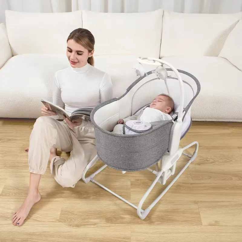 Chaise à bascule électrique pour bébé, lit à bascule confortable, lit de sagesse multifonctionnel pour nouveau-né, balançoire électrique pour bébé,