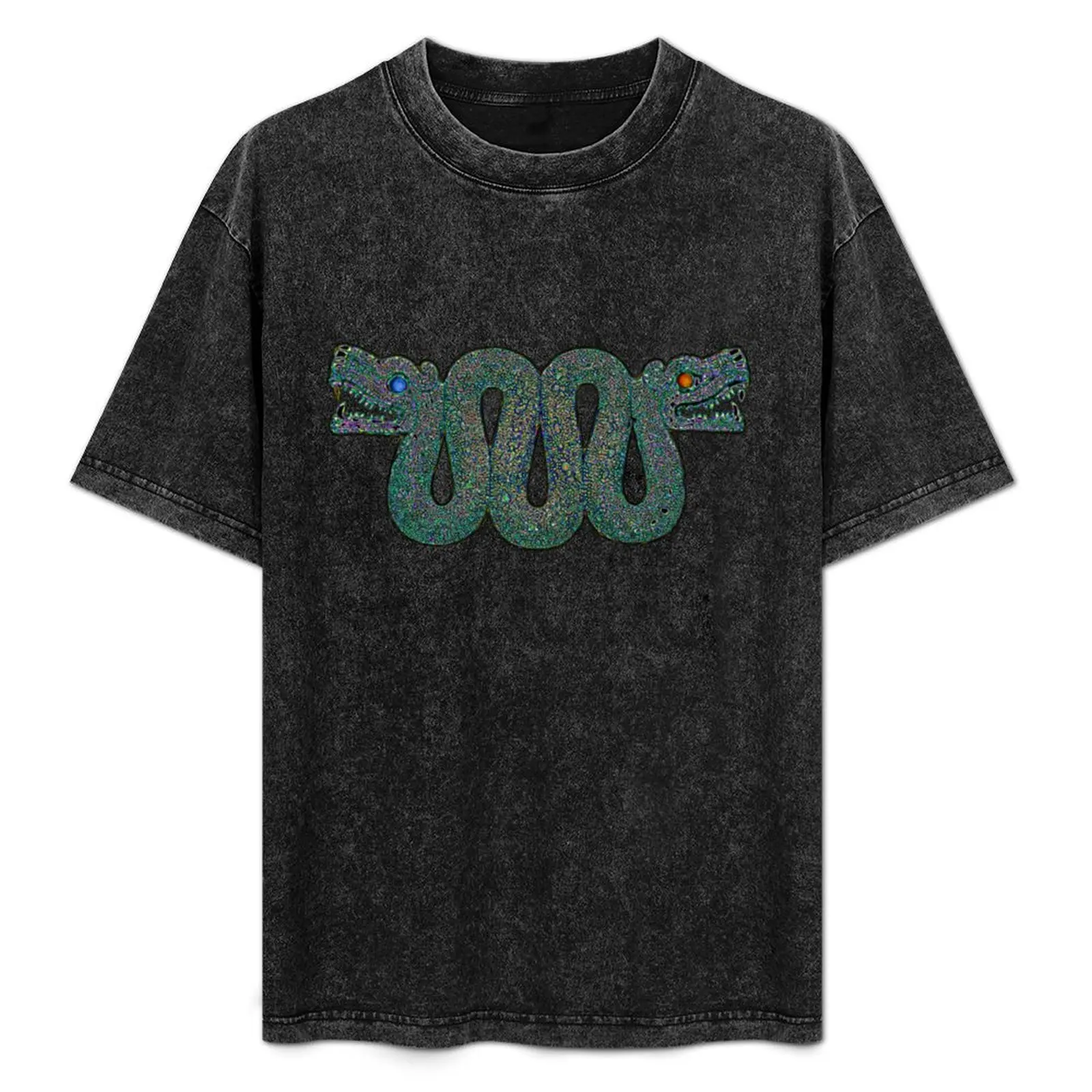 Maquizcoatl - Aztec Double-Headed Serpent in Glassy Blues T-Shirt quick-drying shirts graphic tees designer t shirt men