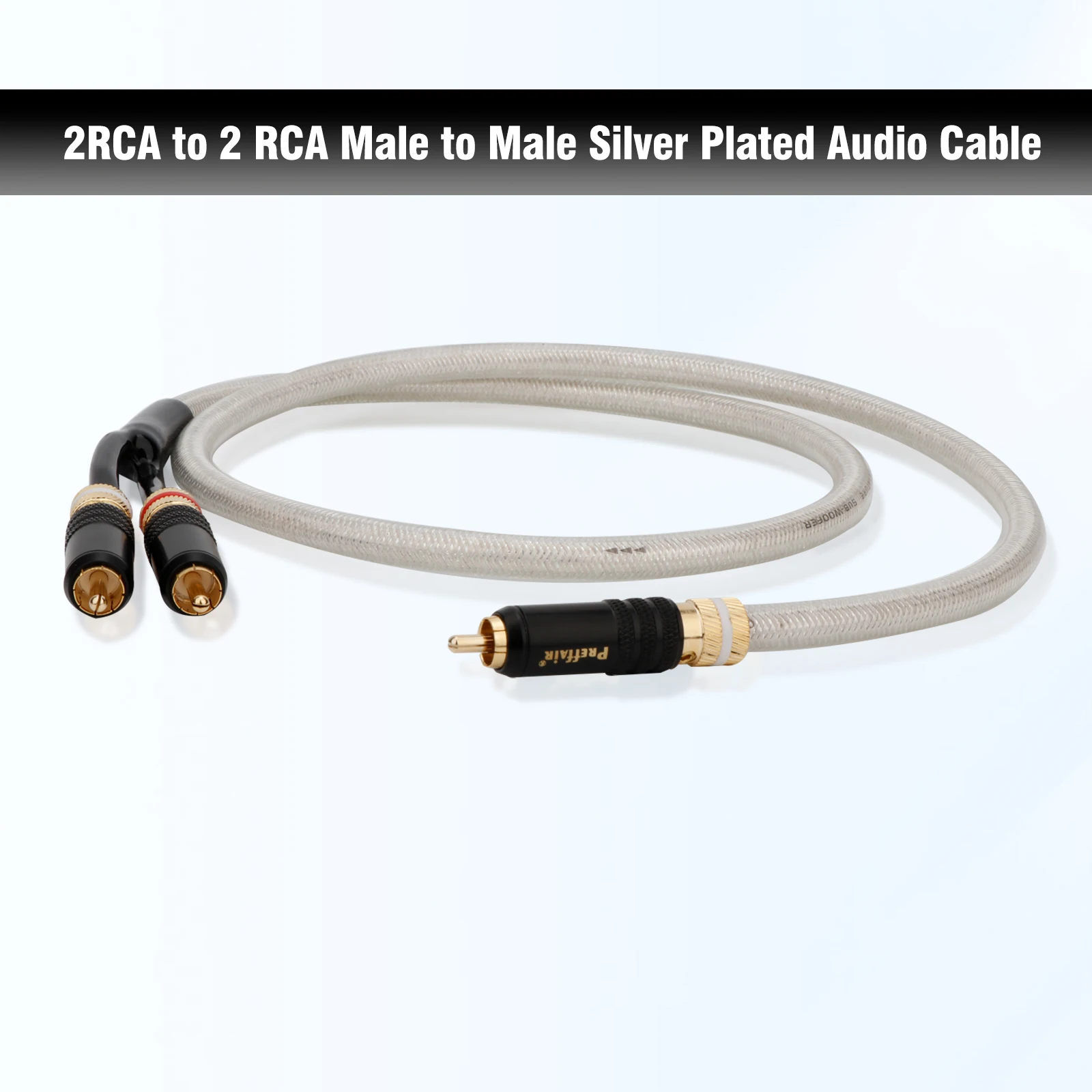 Audio HiFi de alta calidad chapado en plata 1RCA a 2RCA Y divisor Cable de Audio estéreo Digital para Subwoofer Home Theater
