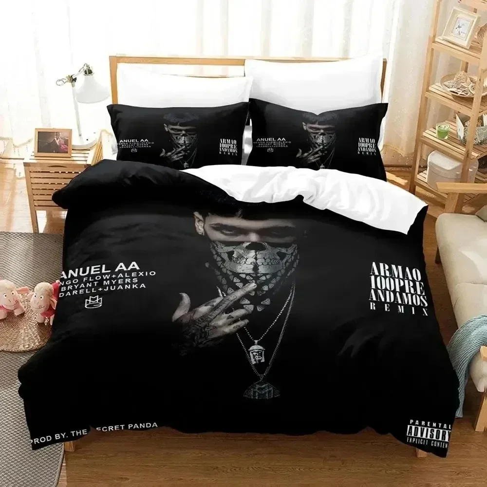 3D Print Anuel Aa Real Hasta La Muerte Bedding Set Bedroom Soft Modern Bedspreads Comefortable Duvet Cover Quilt Pillowcase