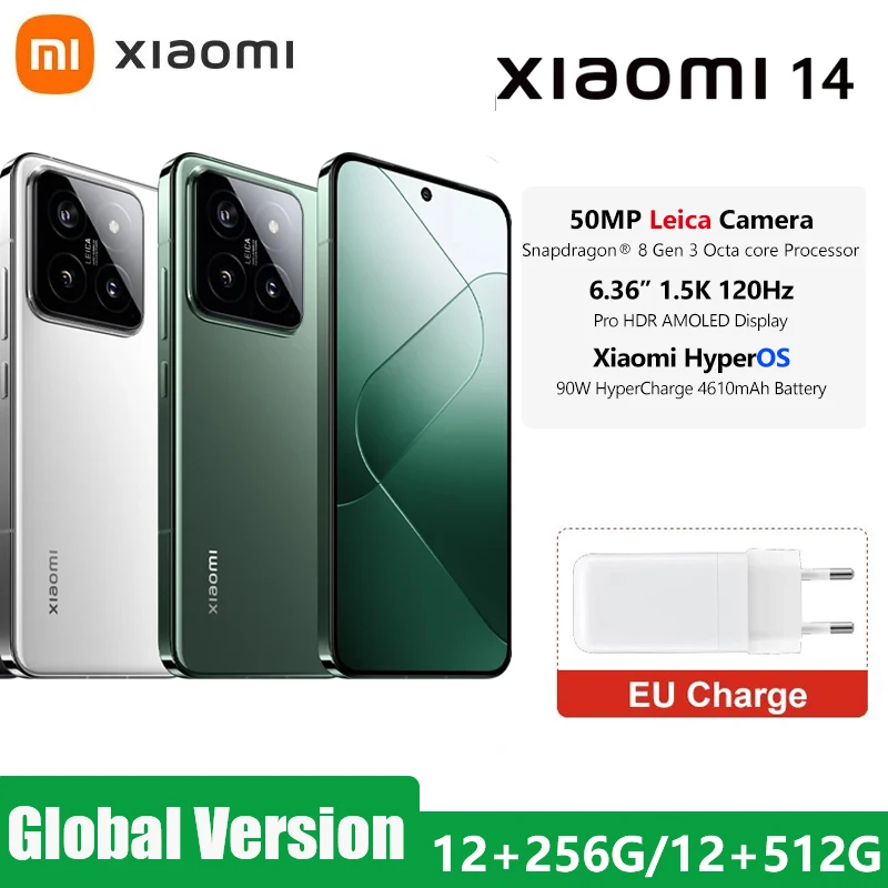 Xiao mi 14 5G globalna wersja smartfon Mi 14 Snapdragon®8 Gen 3 50MP kamera 6.36 "120Hz wyświetlacz AMOLED hiperładowarka 90W