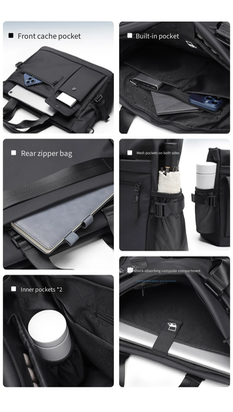 GOLF QUALITY Large Capacity Men's Briefcase 15.6" Business Travel Laptop Bag Casual Handheld File Multi-functional Office Bag