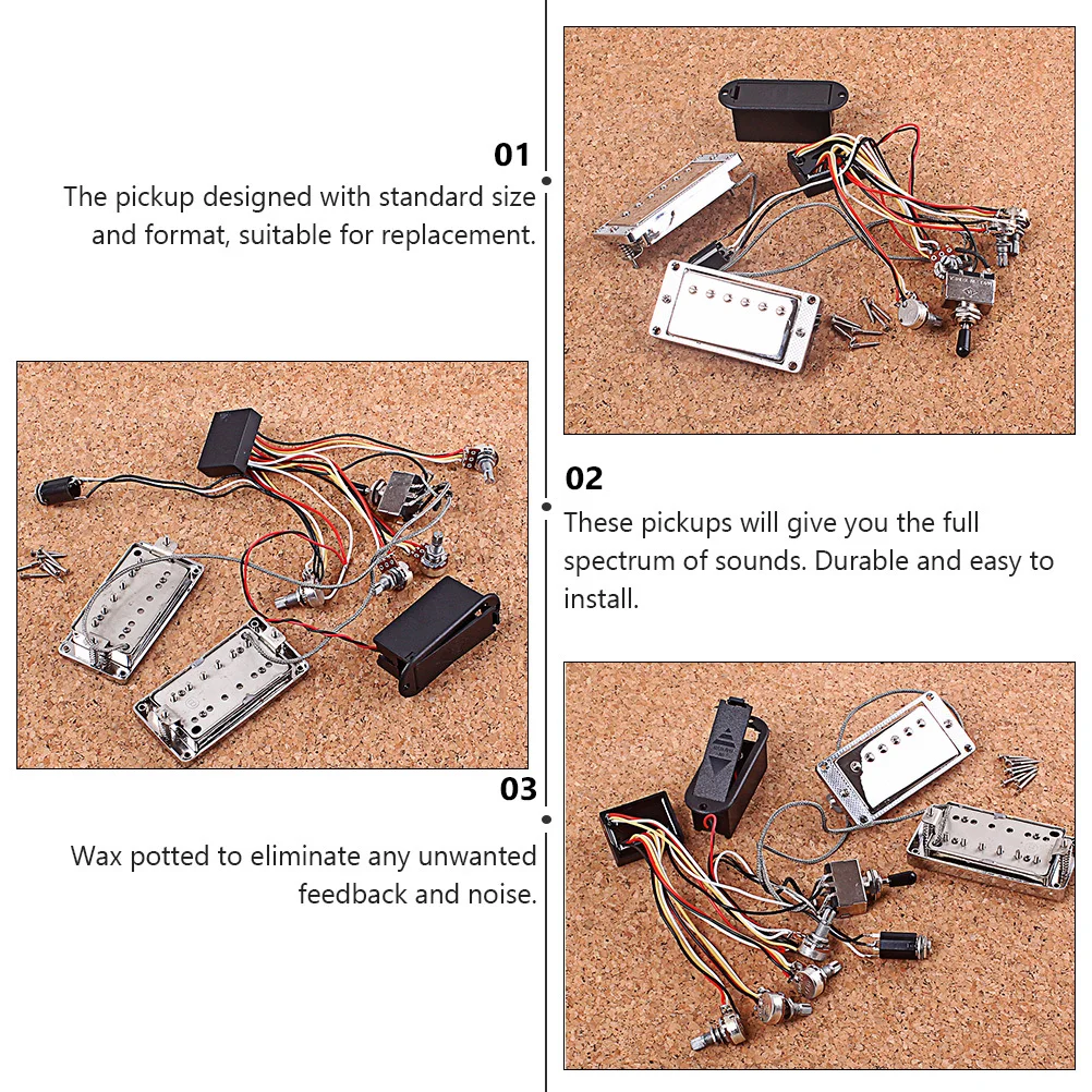 

1Set Active Guitar Pickup Humbucker Standard Size Durable Easy Install Wax Potted Lightweight Design Full Sound