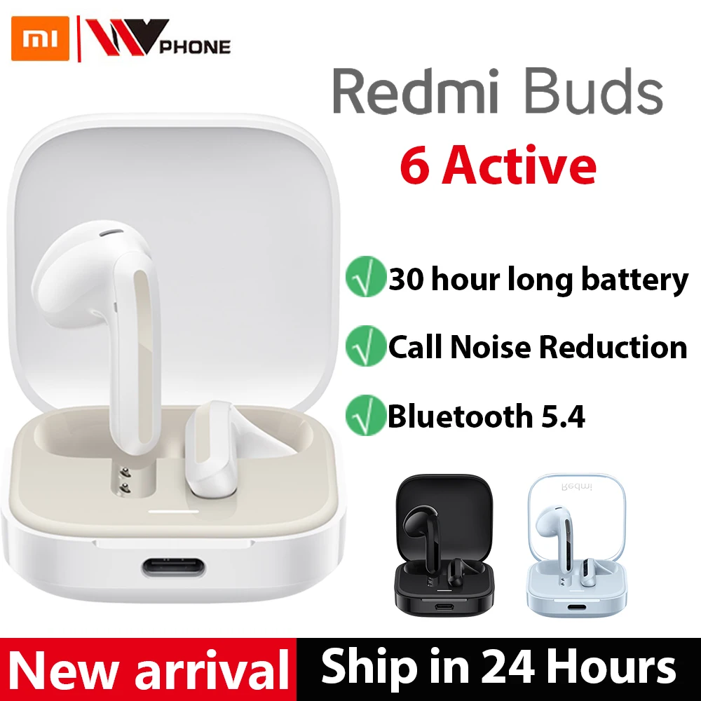 Global Version Xiaomi Redmi Buds 6 Active TWS Earphone Bluetooth 5.4 30h Long Battery Life 5 Tuning Modes Wireless Headphone