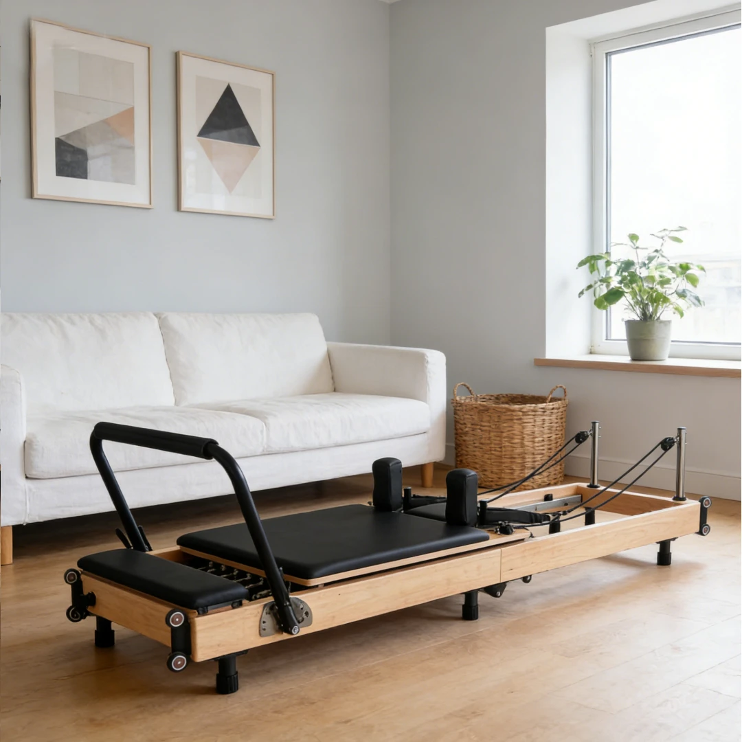 Home Gym Exercise - Reformer Pilates pliable en chêne, gain