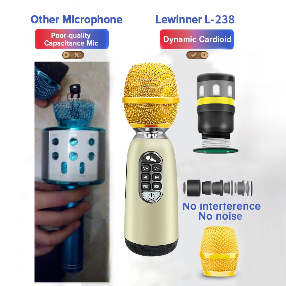 Lewinner L-1238 Karaoke Mikrofon Drahtlose Lautsprecher Bluetooth Mikrofon Für Party Im Freien Singen, Familie Versammlung, Gving Geschenke