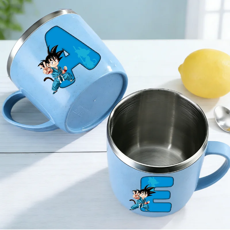 Taza de Acero Inoxidable 304 de Dragon Ball, Diseño Goku Anime Kawaii, Letras A-Z, para Café, Leche, Agua, Anti-quemaduras, para Camping, Regalo