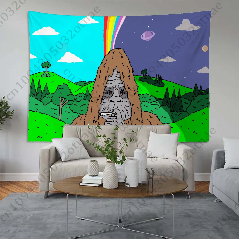 Sassy the Sasquatch Flag Tapestry Creative Pattern Photo Living Room Wall Art Tapestry Decor Party Outdoor Decorate Banners