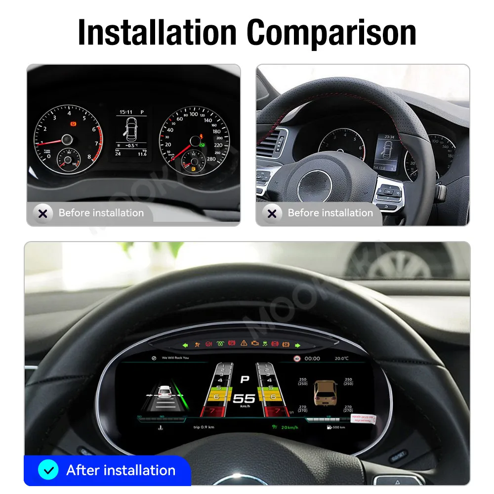 Car Accessories For VW Sagitar 2012~2018 Digital Cluster LCD Instrument Panel Virtual CockPit Carplay Speed Meter Dashboard