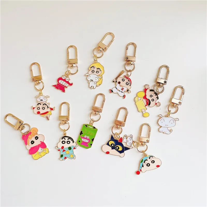 

Kawaii Crayon Shinchan Keychain Anime Pajamas Crayon Metal Key Chain Wholesale Cute Girl Bag Pendant Gift Cartoon Accessories