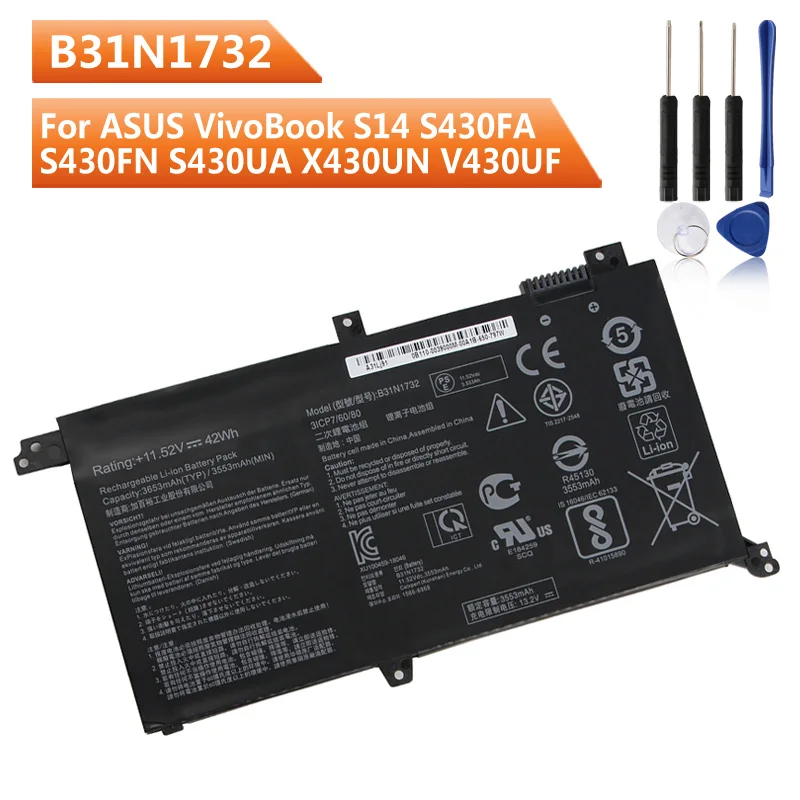 

Совершенно новый сменный аккумулятор 3653 мАч B31N1732 для ASUS VivoBook S14 S430FA S430FN S430UA X430UN V430UF V430 X571 F571 K571