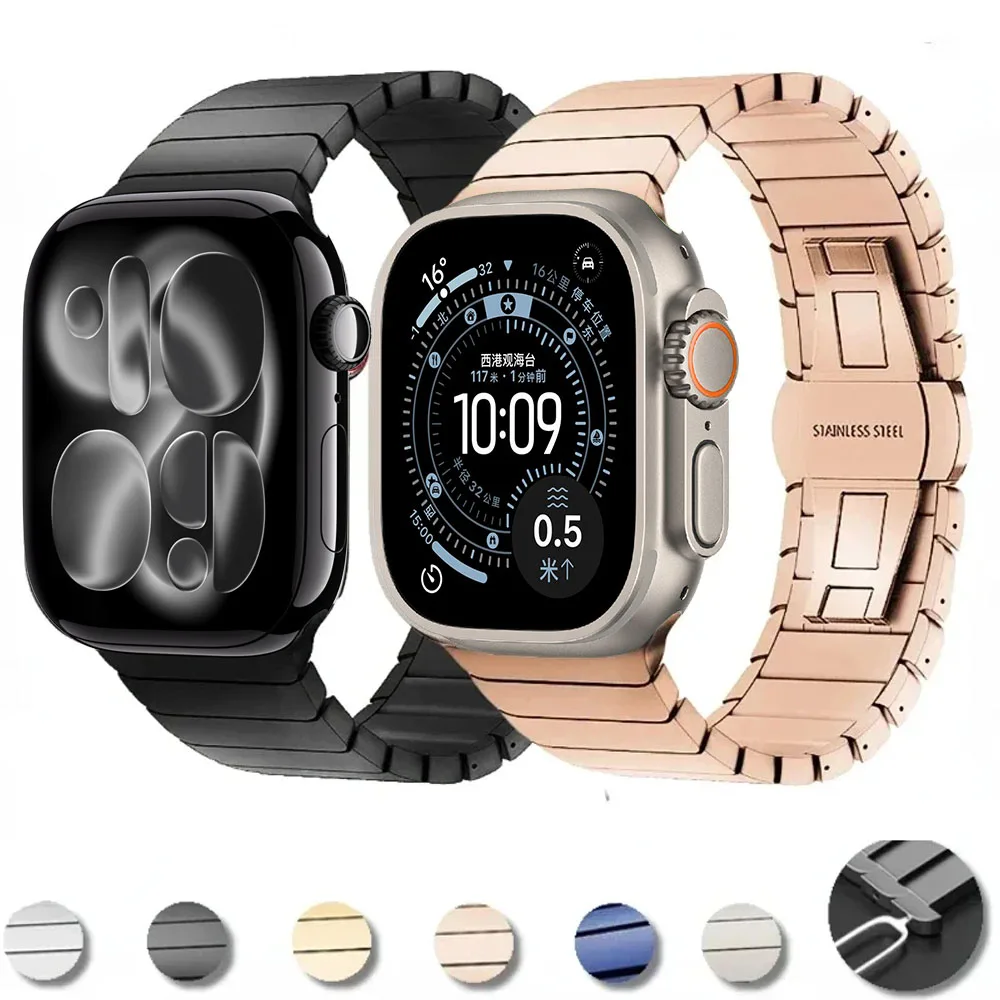 

Metal Link Bracelet Strap for Apple Watch Ultra 11 10 9 8 7 6 5 4 SE 46mm 45mm 49mm 44mm 41mm 40mm 42mm Stainless Steel Bracelet