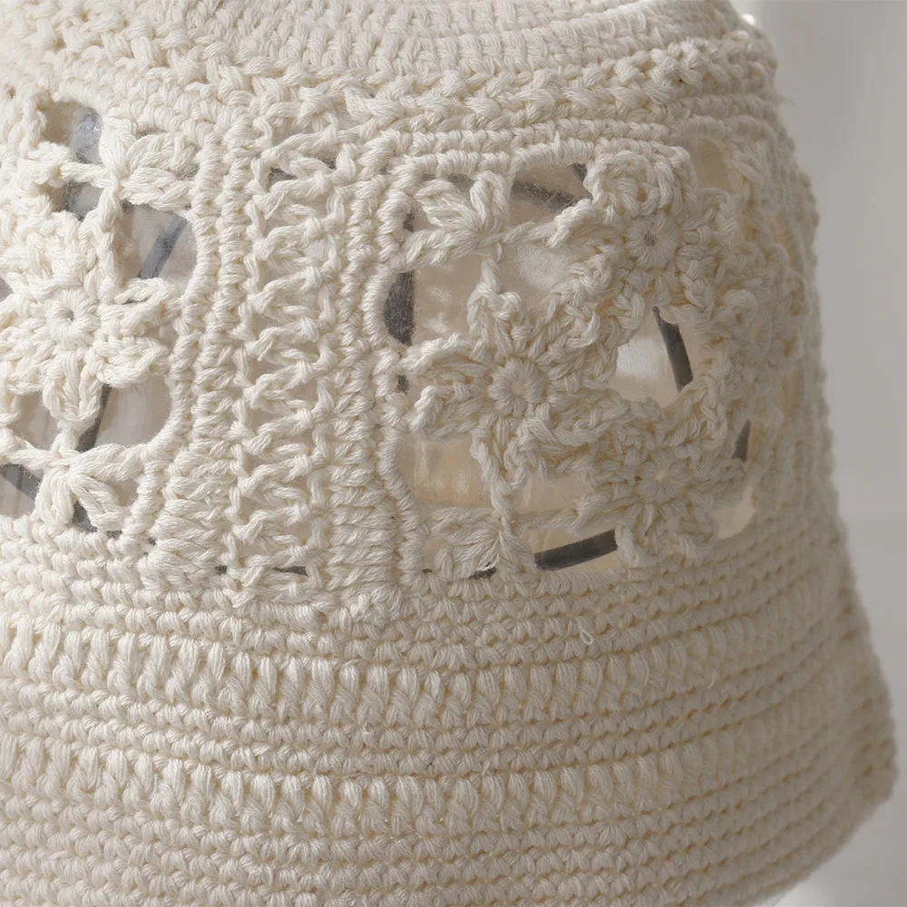 2025 Handgefertigte Neue Blumen Y2K-Stil Gewebte Strickmütze Russische Damen Luxus Panama Mode Bucket Hat – Detail 3