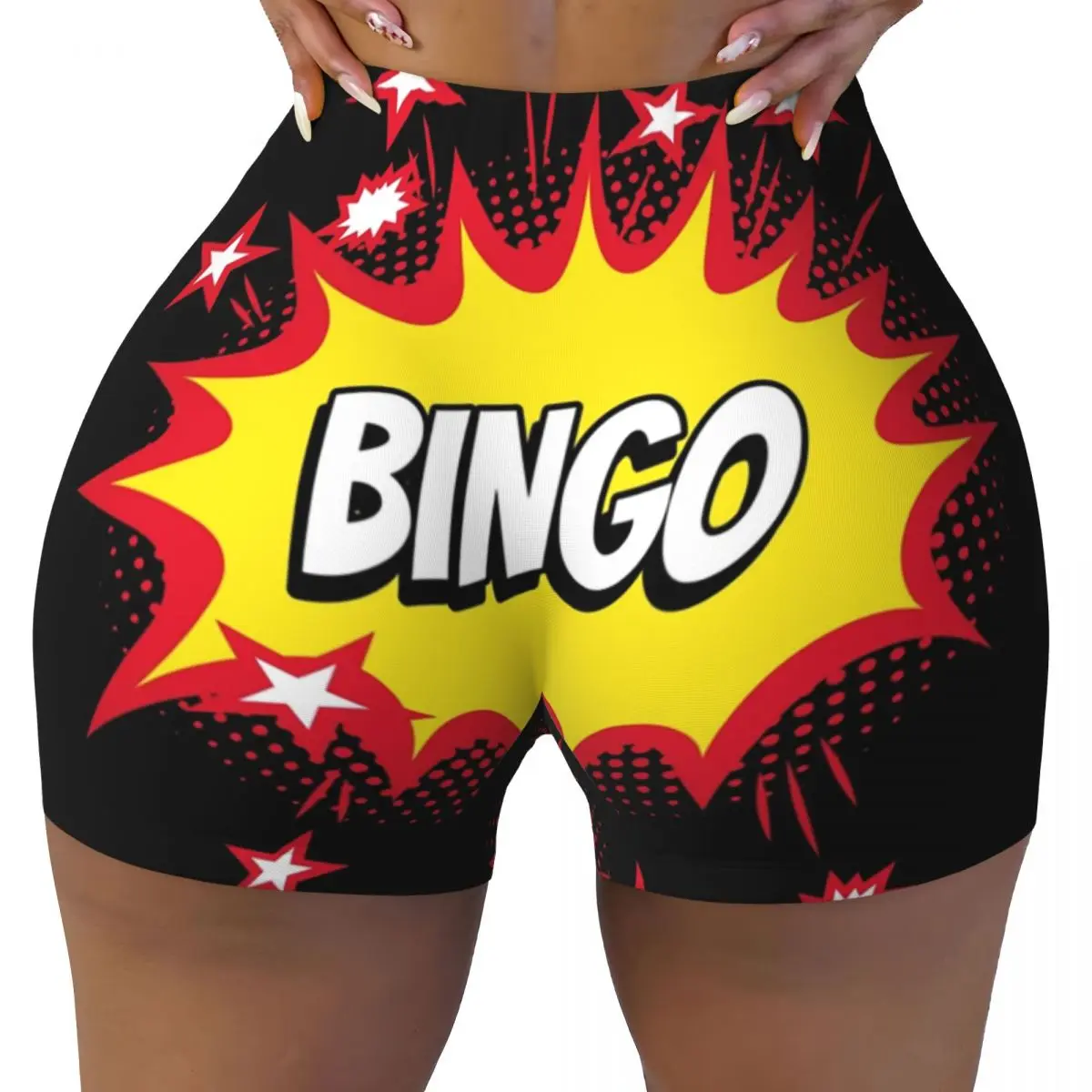 Custom Best Play Bingo Gym Biker Running Shorts Women's Paper Game Workout Yoga Shorts