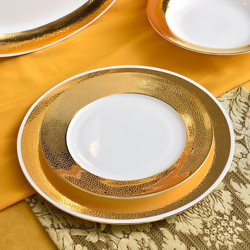 Dish And Plates 52 pcs gold line Bone china Dinner Set China Health Tableware White Ceramic Soup plate Bowl Dish Gift Porcelain