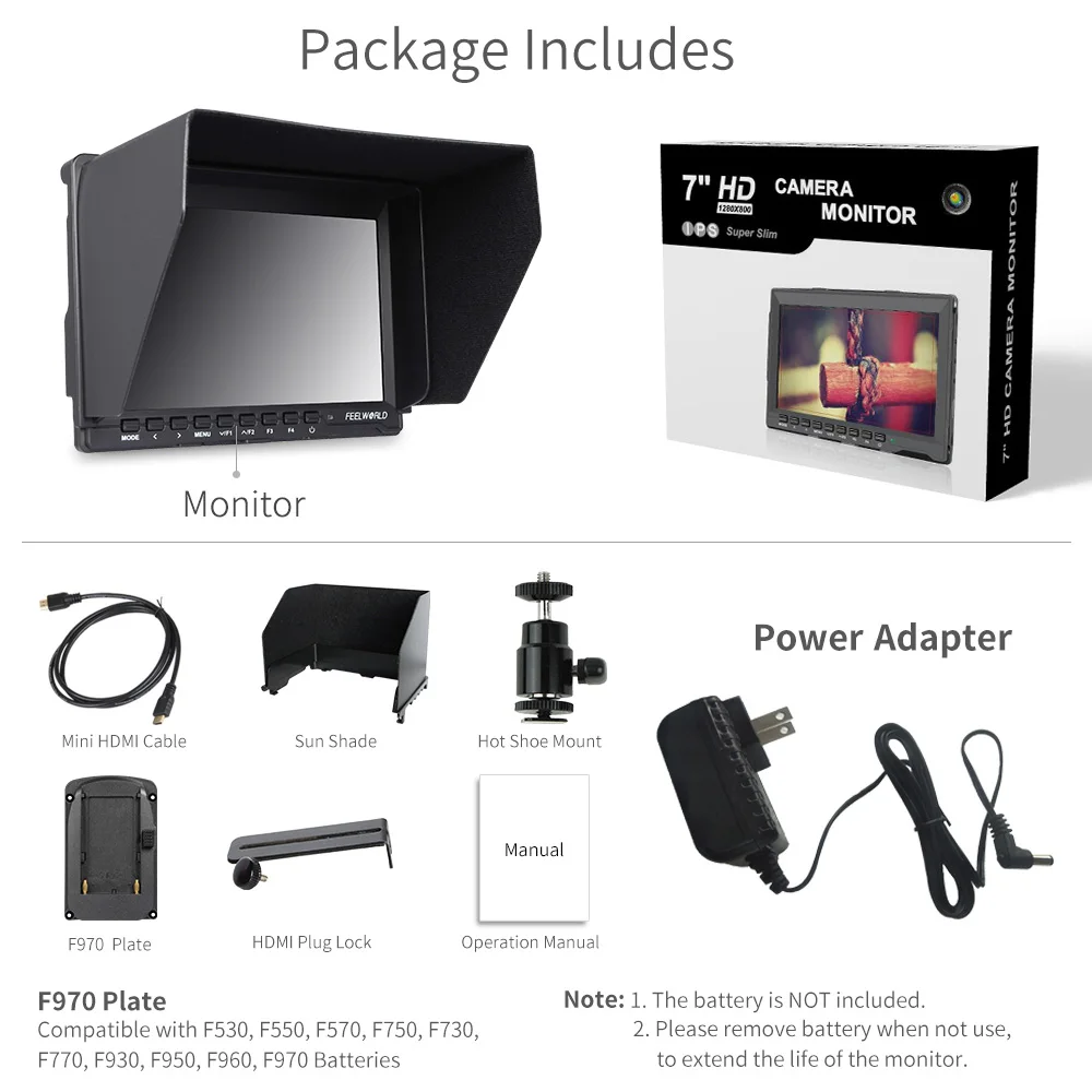 Monitor da campo da 7 pollici telecamera HDMI DSLR LCD IPS HD 1280x800 Video Assist esterno per Nikon Sony Canon Camera Gimbal FW759