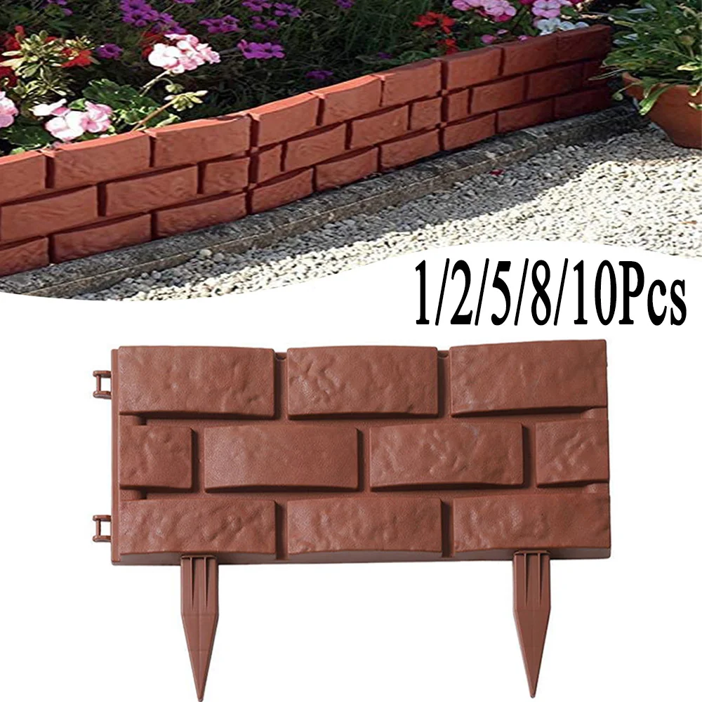 

1/10Pcs Garden Plastic Fence Garden Edging Border Decorative Fence Privacy Fence Screen Flower Grass Landscaping Stones Brick