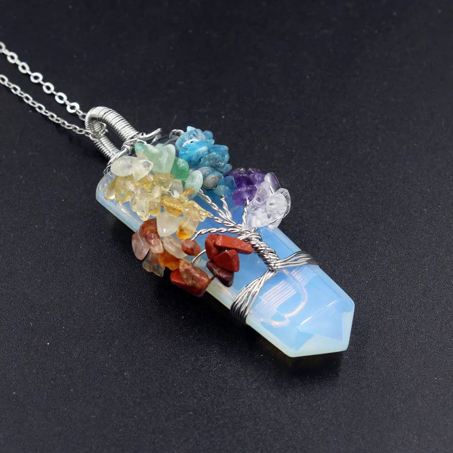 Wholesale Sword Hexagonal Prism Crystal Pendants Reiki Pendulum Natural Stone Charms Crystal Fashion Jewelry 10pcs