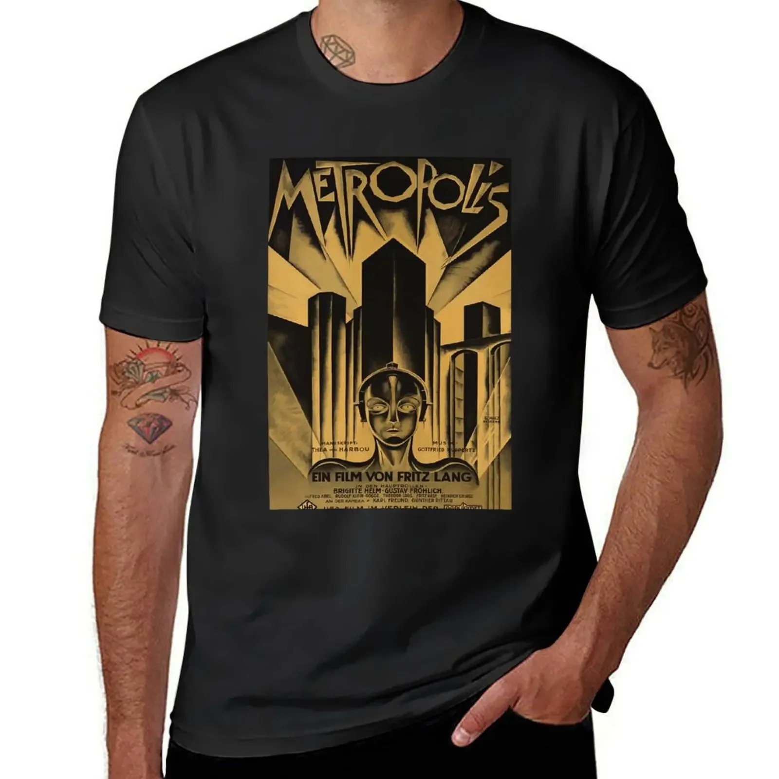 

Metropolis Fritz Lang 1926 Vintage Movie Poster T-Shirt for a boy plus size clothes T-shirts for men cotton