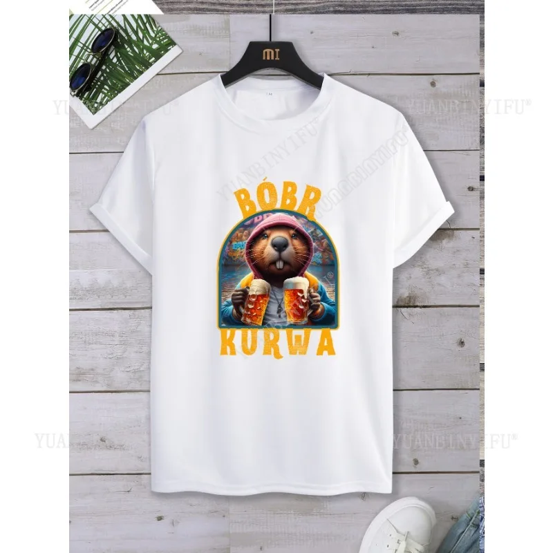 

New Listing Humorous and Funny Bobr Kurwa Meme Printed Cartoon T Shirt Casual Fashion Harajuku Style Streetwear Unisex T-shirt