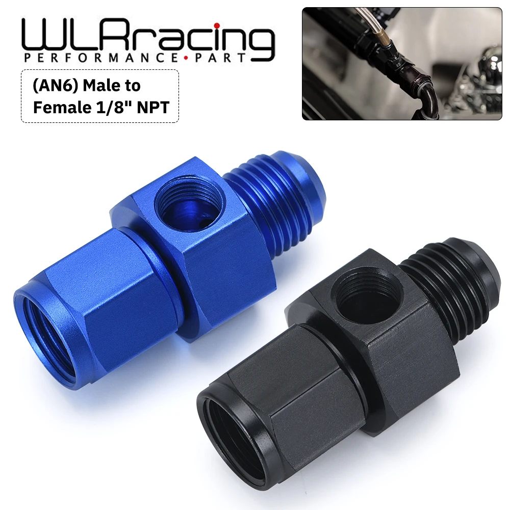 Negro o azul AN-6 (AN6) macho a hembra 1/8 "NPT calibre/Sensor adaptador de puerto lateral aceite combustible accesorio para manguera WLR-SL9192-06 final