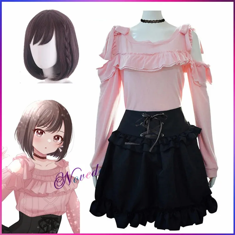 

PJSK Project Sekai Colorful Stage Shinonome Ena Косплей Униформа Повседневная вечеринка Розовый топ Юбка Парик Аниме Косплей Костюм Полный комплект