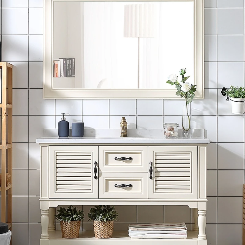 

Bathroom Cabinet Solid Wood Floor Washbasin Marble Washbasin Toilet Washbasin Cabinet Combination Bathroom Cabinet