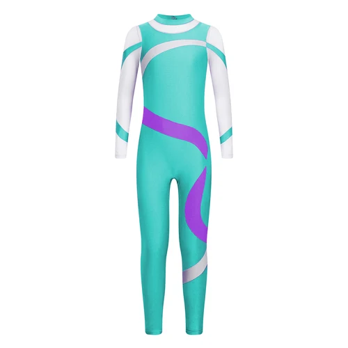 Imagen 2 del producto Niños Niñas Ballet danza leotardo patinaje artístico gimnasia acrobacias Yoga mono de manga larga mono de malla transparente Ropa de baile