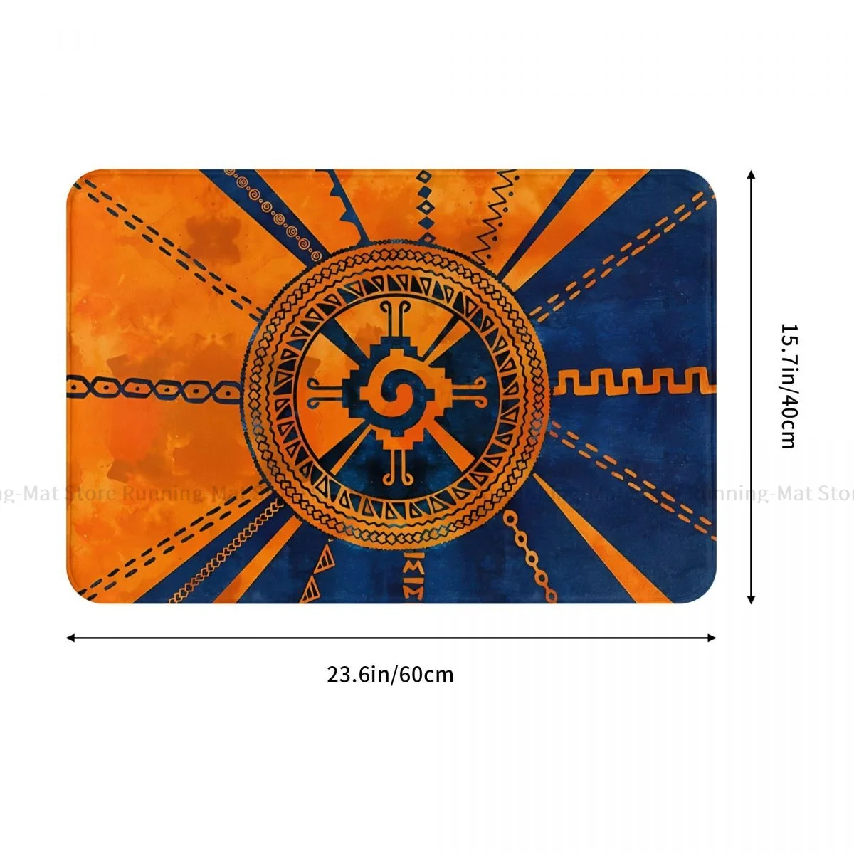 Mayan Aztec Calendar Anti-Slip Doormat Bath Mat Hunab Ku Mayan Symbol Orange Blue Balcony Carpet Welcome Rug Bedroom Decorative