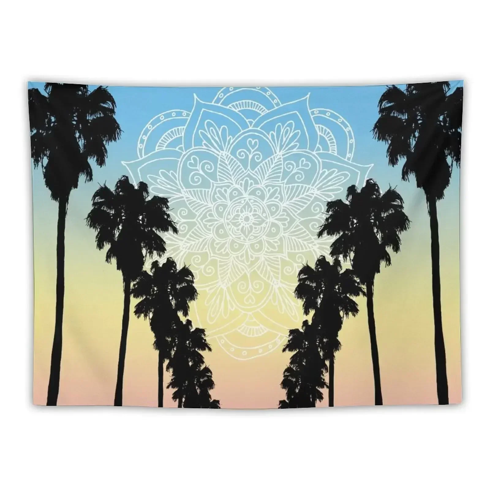 

Rainbow Sunset Mandala with Palm Trees Tapestry Bedroom Decorations Wallpapers Home Decor Decoration For Home Tapestry