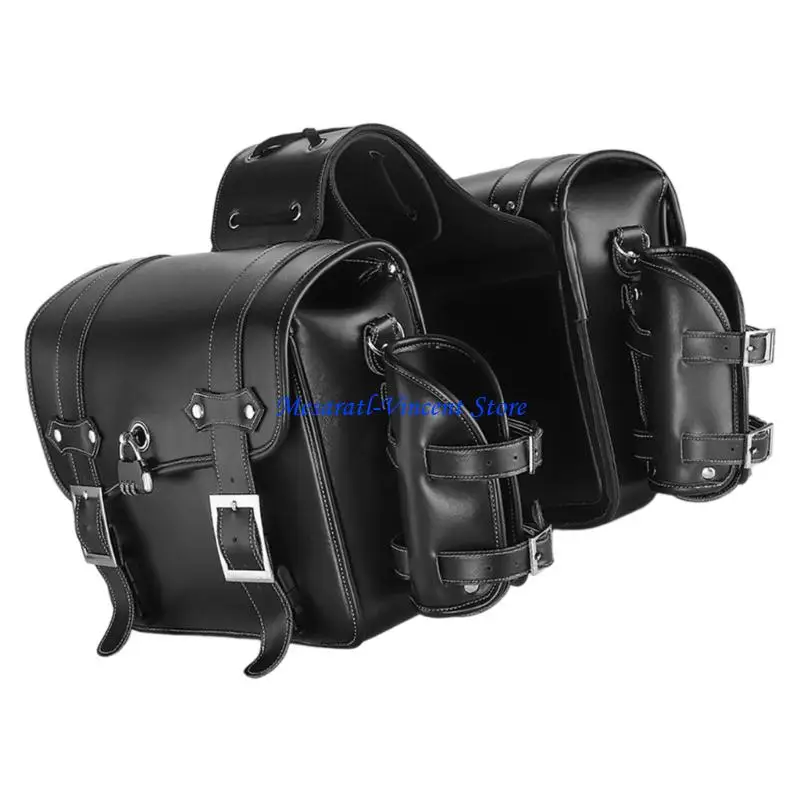 A70F Motorrad-Werkzeugtasche, Retro-Stil, Satteltasche, universelle wasserdichte Leder-Seitentasche, Reisegepäcktasche über – Detail 1