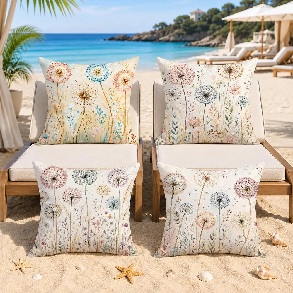 Floral Dandelion Cushion Cover Double-Sided Printed Bedroom Bedside Pillow Sofa Cushion Cover