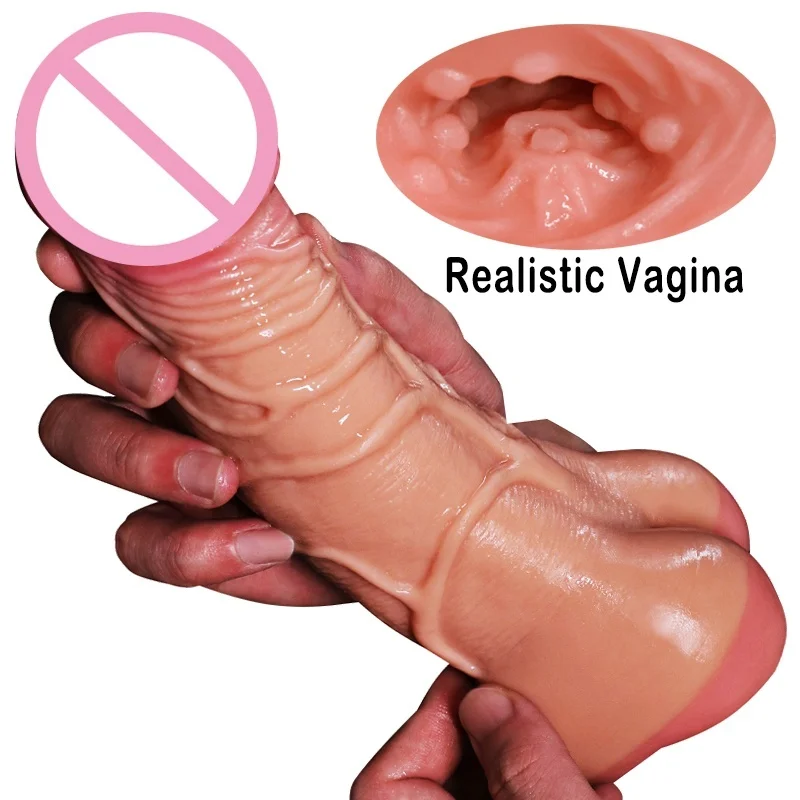 2 In 1 Realistic Vagina Dildo Male Masturbation Pussy Women G-Spot Vagina Stimulaiton Sex Toys