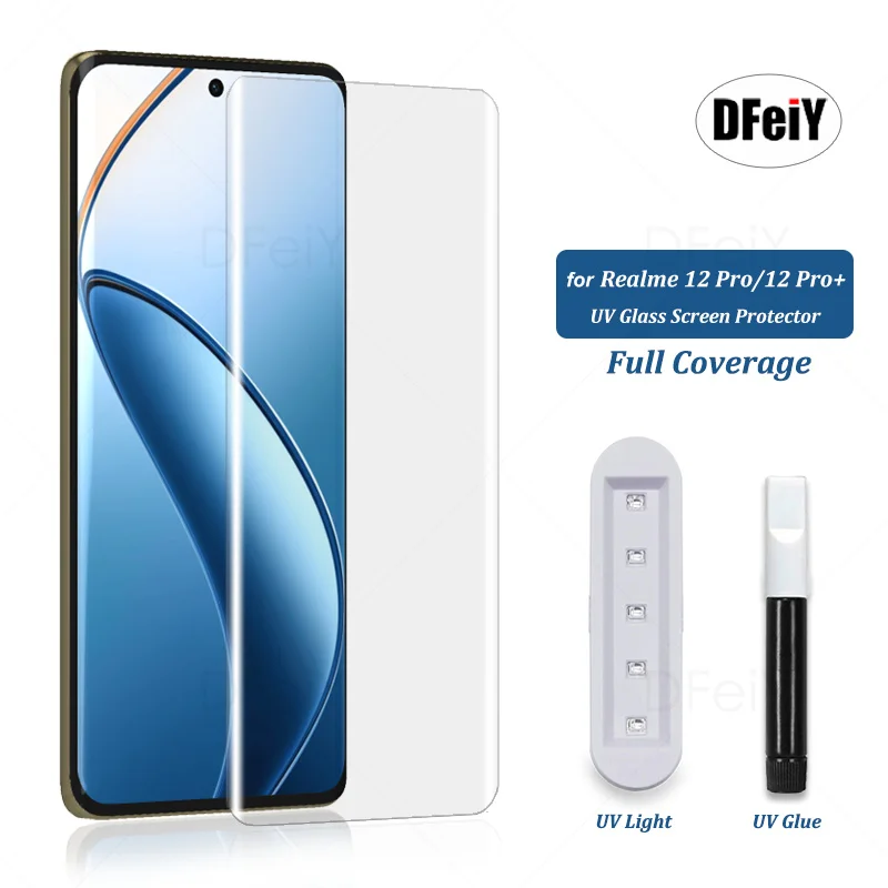 DFeiY UV Glass for Realme 12 Pro Full Coverage UV Screen Protector for realme 12 pro plus Tempered Glass Film