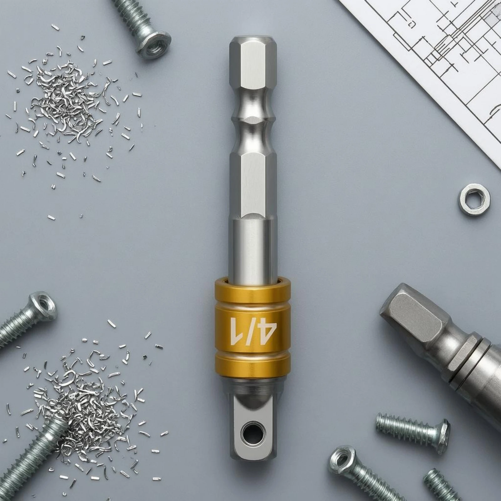 Picture 3: Hex Shank Adapter Bit Electroplated Hex to Square Adapter Socket Converter Forged Metal Power Tool Part Compact