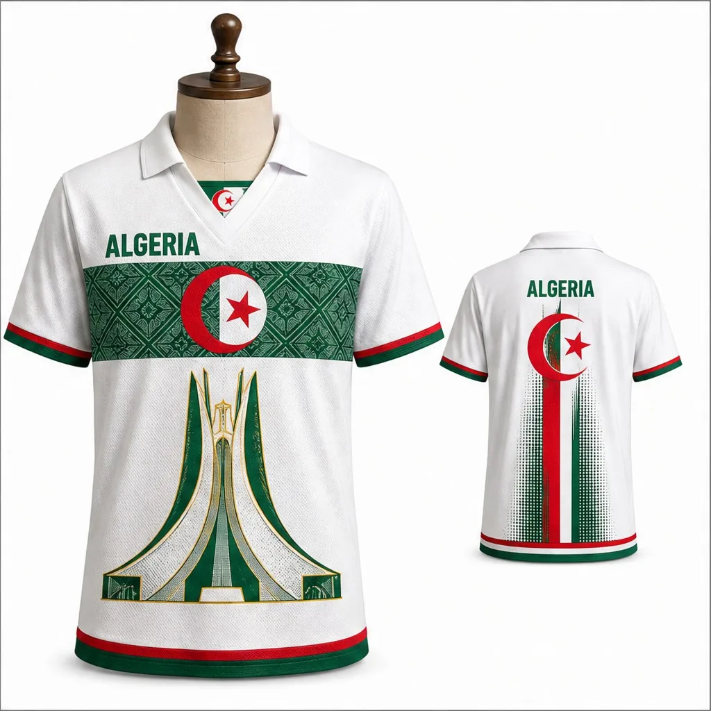 Mens Half Polo V Neck T Shirt Algeria Monument Crescent Star Graphic Short Sleeve Casual Athletic Jersey Summer Top Summer Style