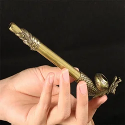 Little Fairy/ Antique Collection Pure Brass Old Xiangyun dragon head Pipe Craft Gift Toy Ornament Chinese Home Ornament